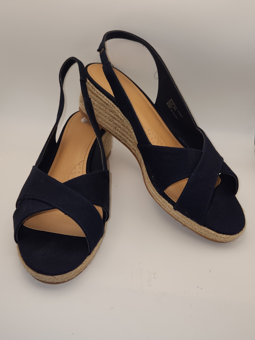 Dress Barn Navy Crisscross Espadrille Wedge Slingback